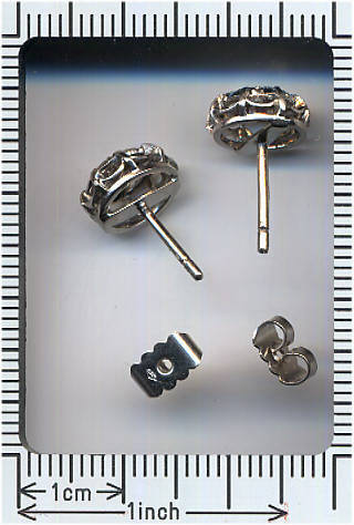 Art Deco cluster diamond stud earrings platinum
